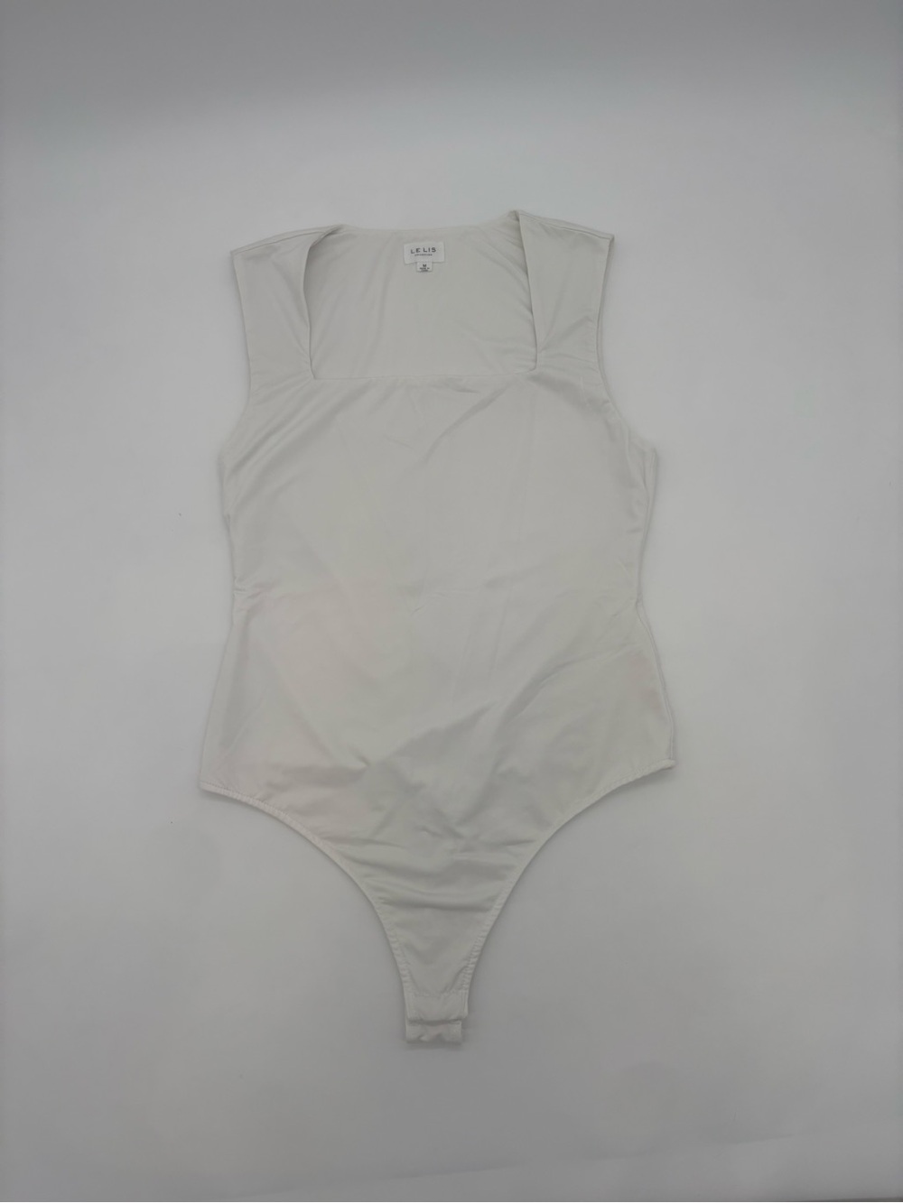 Le Lis White Square Neck Bodysuit Medium Sleeveless Minimalist Stretch
